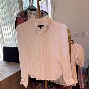 Banana Republic Cream Ruffle Collar Blouse